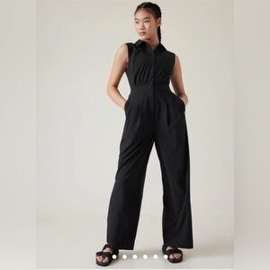 Athleta Brooklyn Heights Wide Leg Jumpsuit Black 4